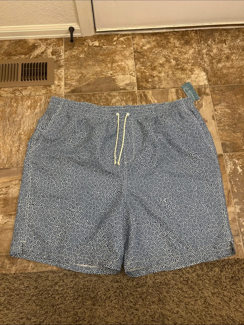 NWT Men’s Old Navy Blue Swim Trunks with White Drawstring Size XXXL